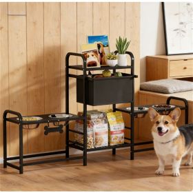 Dog bowl rack, storage rack, black
