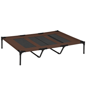 XL Elevated Dog Bed, Outdoor Raised Dog Bed, Portable Pet Cot w/Carry Bag Metal Frame Breathable Mesh Indoor and Outdoor Tan
