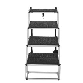 Dog Stair for Cars, Wide 4-step Dog Car Steps, Folding Dog Car Ramp with Nonslip Surface, Portable Pet Steps Lightweight Aluminum for Car