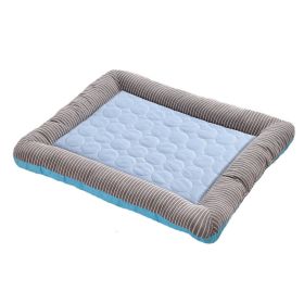 Pet Cooling Pad Bed For Dogs Cats Puppy Kitten Cool Mat Pet Blanket Ice Silk Material Soft For Summer Sleeping  Blue Breathable (Option: Blue-S)