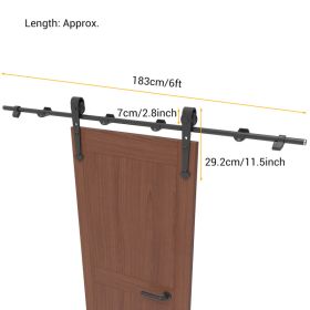 6FT Barn Door Hardware Kit Heavy Duty Sliding Door Track Kit With Floor Guide For Interior Exterior Fit 30-32in Wide Panel Sword Style J Shape Ha (Option: Default)
