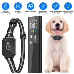 2-in-1 Dog Shock and Bark Collar Dog Training Collar with Remote 1/2/3 Collars(Options) Rechargeable IP68 Waterproof with 3 Channels for Medium a (Type: With 1 Collar)